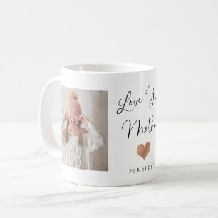 Mug Aimez-vous mère   Deux script photo et coeur