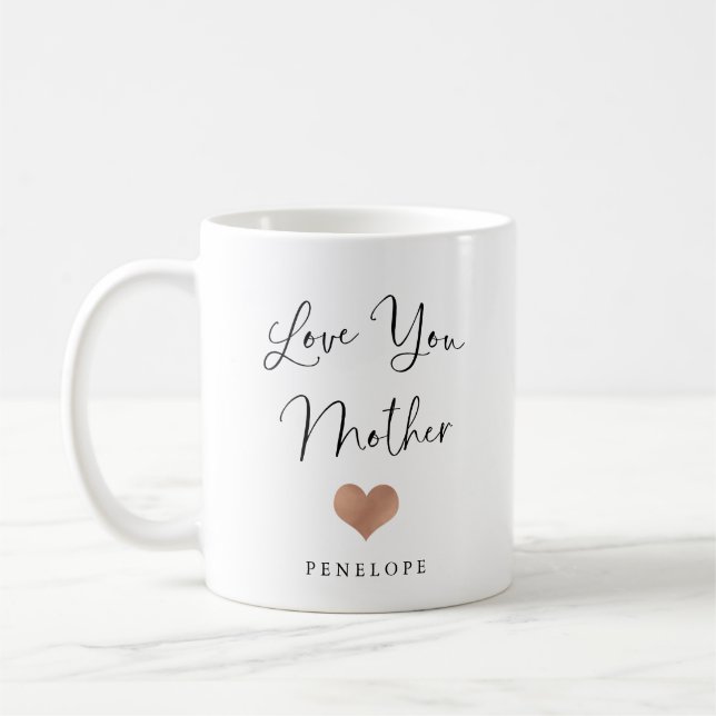 Mug Aimez-vous mère | Script manuscrit et coeur (Gauche)