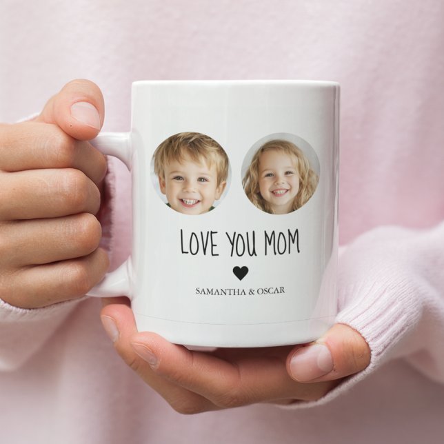 Mug Aimez-vous MOM | Photo à visage personnalisé | Per (Créateur téléchargé)