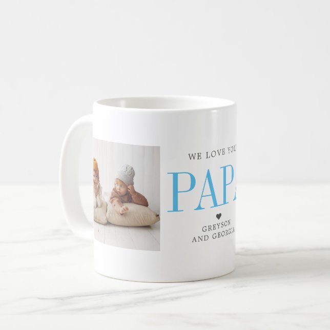 Mug Aimez-vous Papa | Deux photos collées (Devant gauche)