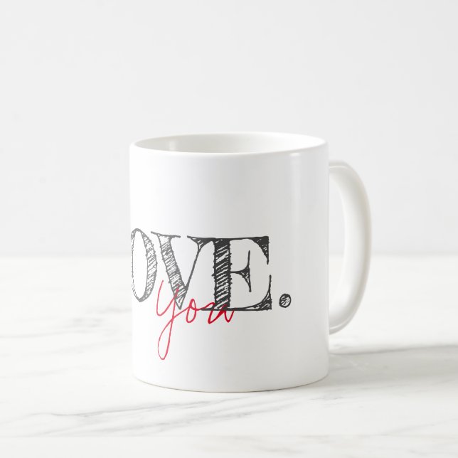 Mug AIMEZ-VOUS Typographie moderne Maman Papa Couple E (Devant droit)