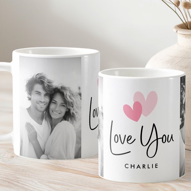 Mug Aimez-vous Valentines jour Coeurs mignons nom phot (Love you Valentines day cute hearts name photo Coffee Mug)