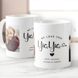 Mug Aimez-vous YiaYia Coeurs Personnalisé Deux Photo