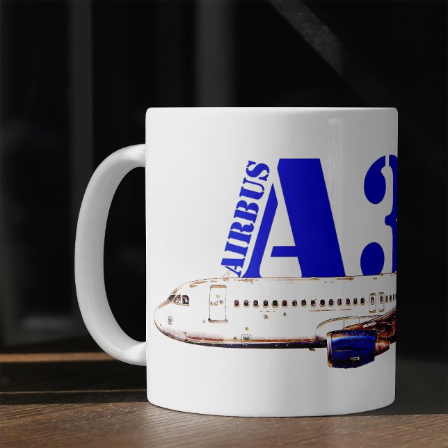 Mug Airbus a320 Aéronefs Dessin d'aquarelle (Airbus a320 Airplane Watercolor drawing. Coffee Mug)