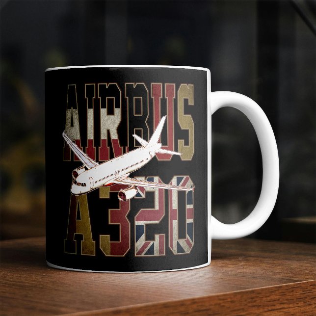Mug Airbus a320 Jetliner. Drapeaux européens vintages (Airbus a320 Jetliner. Vintage European Flags. Coffee Mug)