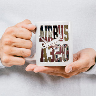 Mug Airbus a320 Jetliner. Vintage European Flags