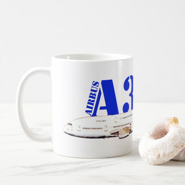 Mug Airbus A380 Dessin d'aquarelle d'avion (Avec donut)