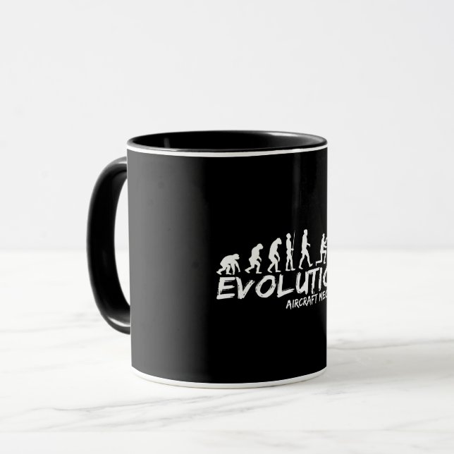Mug Aircraft Mechanic Evolution Funny of Men (Devant gauche)