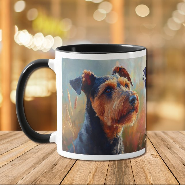 Mug Airedale Portrait de chien de Terrier en champ (Créateur téléchargé)