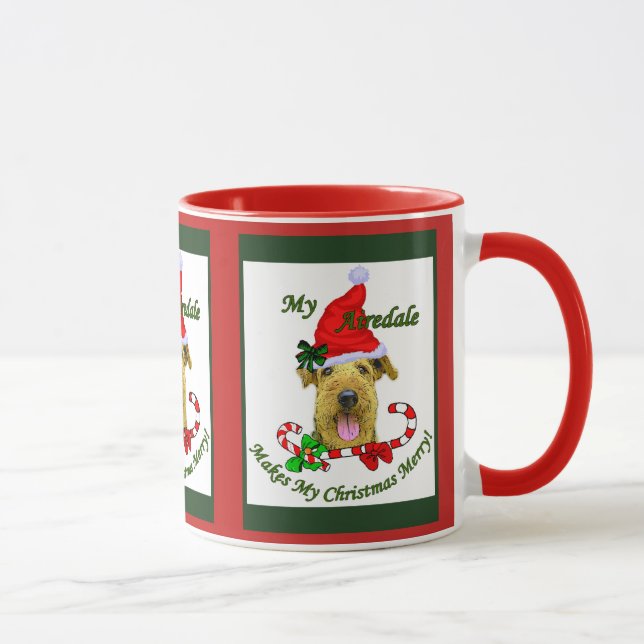 Mug Airedale Terrier Cadeaux de Noël (Droite)