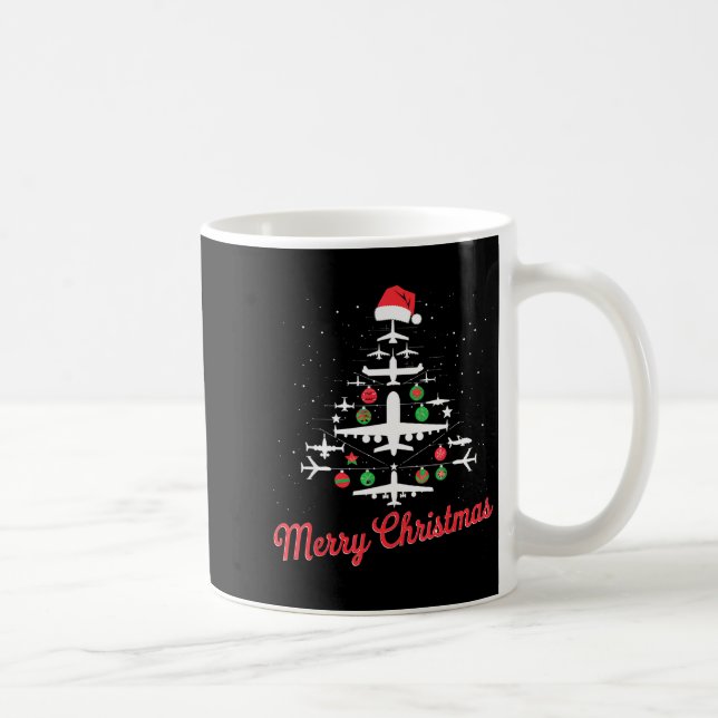 Mug Airplane Christmas Tree Cute Airplane Xmas Holiday (Droite)
