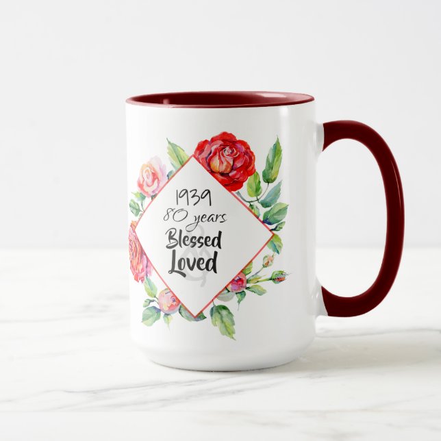 Mug AJOUTER Année de naissance Âge Cadeau d'anniversai (Droite)