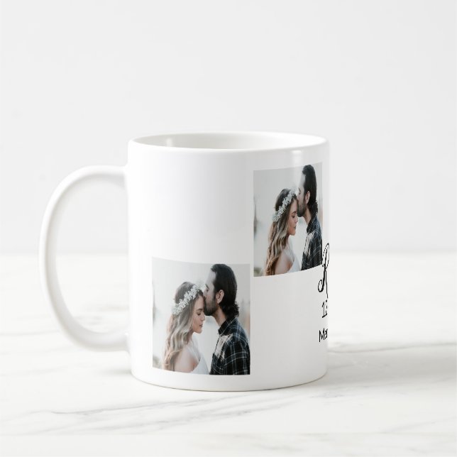 Mug Ajouter couple photo merisier marié ajouter date a (Gauche)