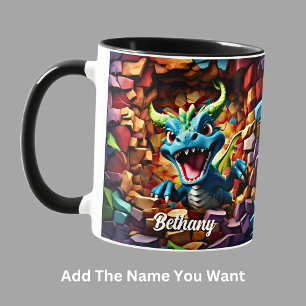 Mug Ajouter le nom, Aqua Blue Baby Dragon Brexing Thro