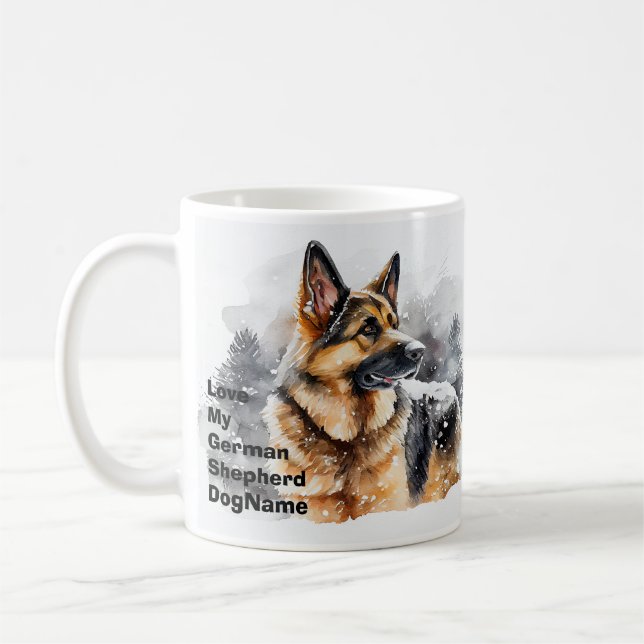 Mug Ajouter le nom Changer le texte, berger allemand d (Gauche)