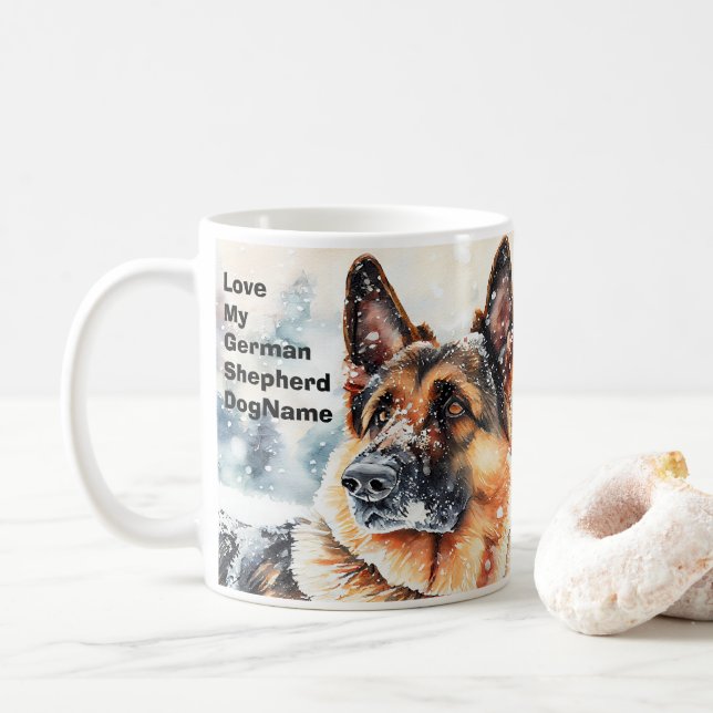 Mug Ajouter le nom Changer le texte, berger allemand d (Avec donut)