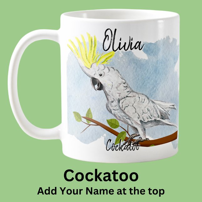 Mug Ajouter le nom Cockatoo Australian Native Bird Ani (Créateur téléchargé)
