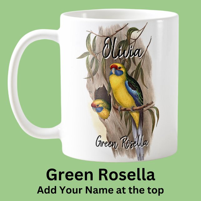 Mug Ajouter le nom Green Rosella Australian Bird Anima (Créateur téléchargé)