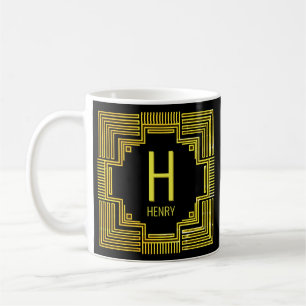 Mug Ajouter le nom initial Gold Geometric Line F G H I