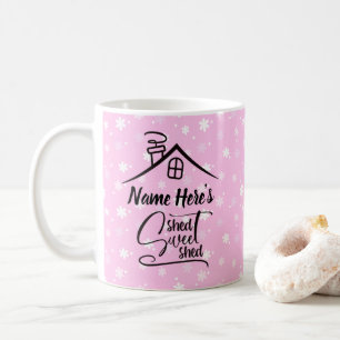 Mug Ajouter le nom Shed Sweet Shed Rose Blanc Floral