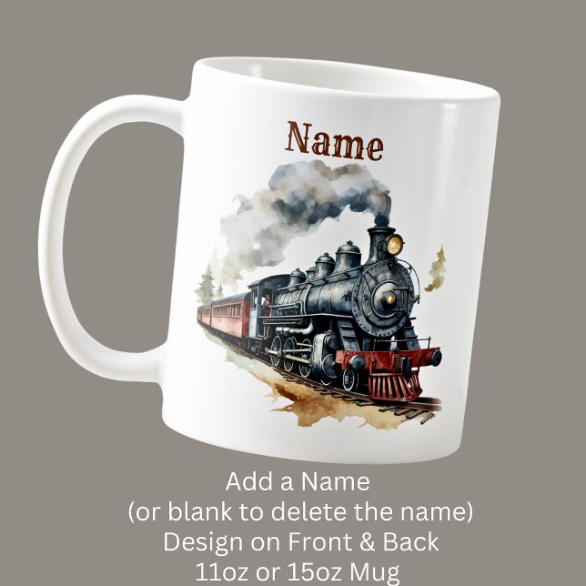 Mug Ajouter le nom Steam Train Engine Locomotive Peint (Créateur téléchargé)