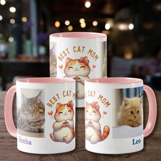 Mug Ajouter Photos Noms Message Customisé Chat Thème (Créateur téléchargé)