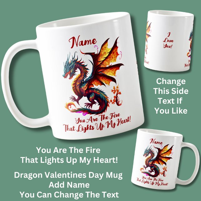 Mug Ajouter un devis de noms, Red Fire Dragon Valentin (Créateur téléchargé)