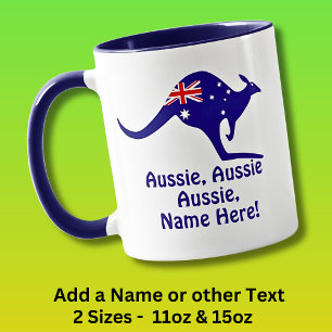 Mug Ajouter un nom, Aussie Aussie Aussie Aussie, drape
