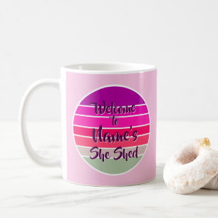 Mug Ajouter un nom Bienvenue à Elle Shop Rose Retro Su