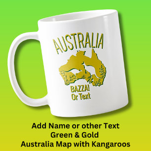 Mug Ajouter un nom Carte jaune vert Australie avec Kan