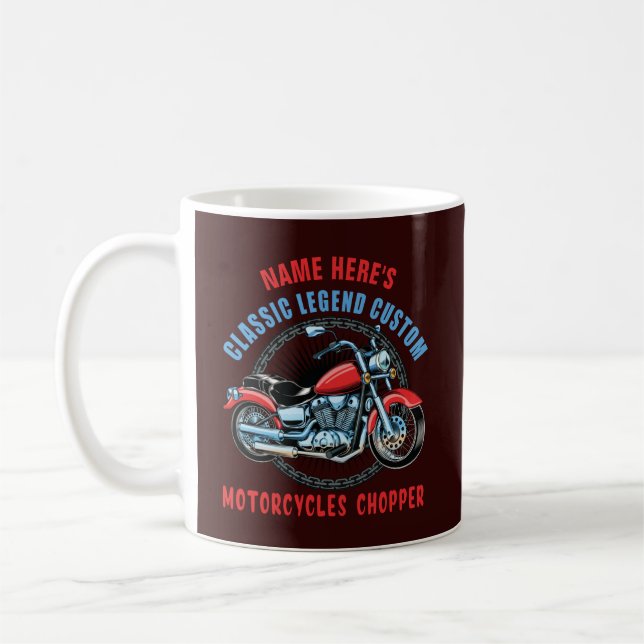 Mug Ajouter un nom Classic Custom Red Motorcycle Chopp (Gauche)