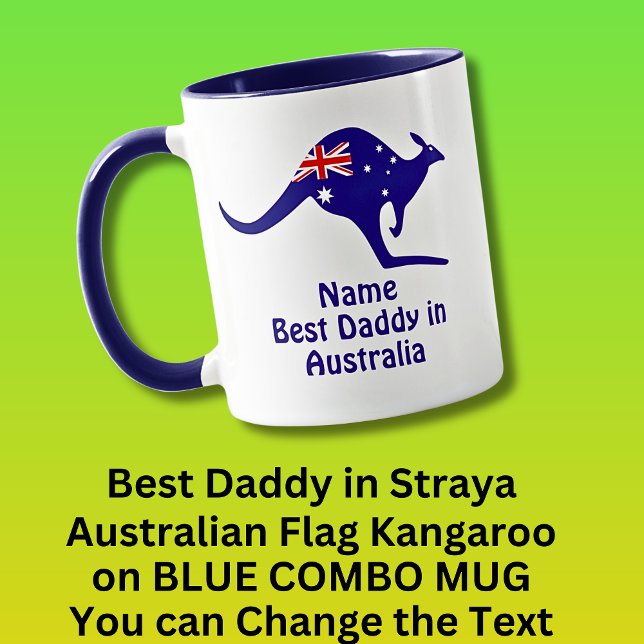 Mug Ajouter un nom, Meilleur papa Australie, Drapeau b (Créateur téléchargé)