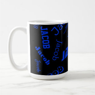 Mug Ajouter un nom ou un mot   Bleu et noir