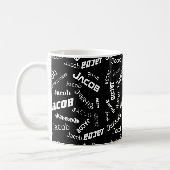 Mug Ajouter un nom ou un mot | Noir et blanc (Gauche)