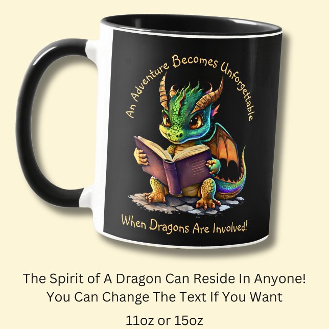 Mug Ajouter un nom Texte, Aventure inoubliable, Dragon (Créateur téléchargé)