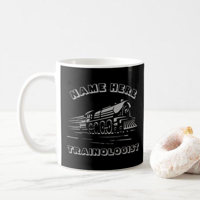 Mug Ajouter un nom Votre TEXTE Trainologist Steam Trai (Avec donut)