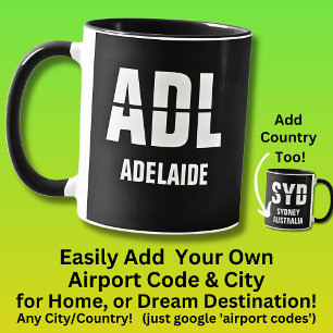 Mug Ajouter votre code & ville - Code aéroport ADL ADE