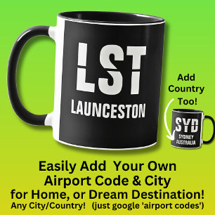 Mug Ajouter votre code & ville - Code aéroport LST LAN