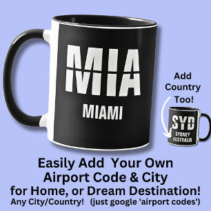 Mug Ajouter votre code & ville, code aéroport MIA, MIA