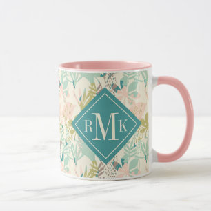 Mug Ajouter votre monogramme  Modèle floral moderne