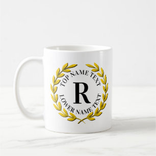 Mug Ajouter votre nom initial ou votre texte Gold Wire
