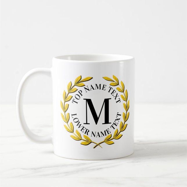 Mug Ajouter votre nom initial ou votre texte Gold Wire (Gauche)