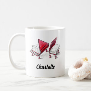 Mug Ajouter Votre Nom Piano Artistique Livre Esquisses