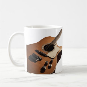 Mug Ajouter votre nom texte brun acoustique guitare éd
