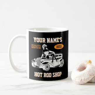 Mug Ajouter votre nom Texte Hot Rod Shopping Garage av