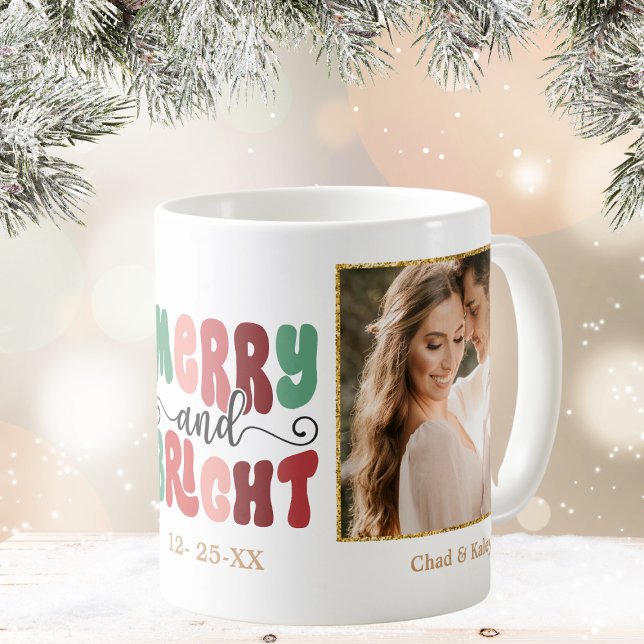 Mug Ajouter votre photo Joyeux et Noël brillant (Créateur téléchargé)