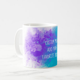 Mug ajouter votre propre devis turquoise violet aquare