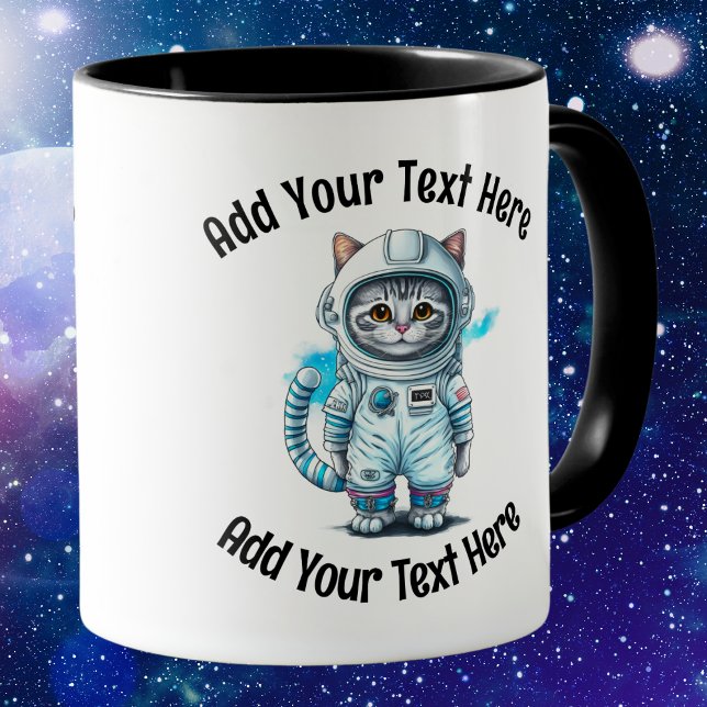 Mug Ajouter Votre Texte Café En Chat Pour Astronaut Wh (Créateur téléchargé)