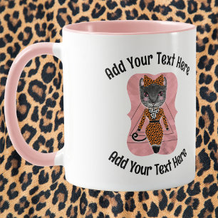 Mug Ajouter Votre Texte Fancy Boss Lady Cat Café
