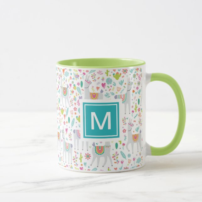 Mug Ajoutez votre motif en pastel | mignon initial de (Droite)